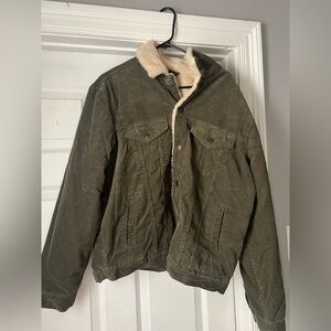 GAP Olive Men's Field Jacket with Sherpa Lining